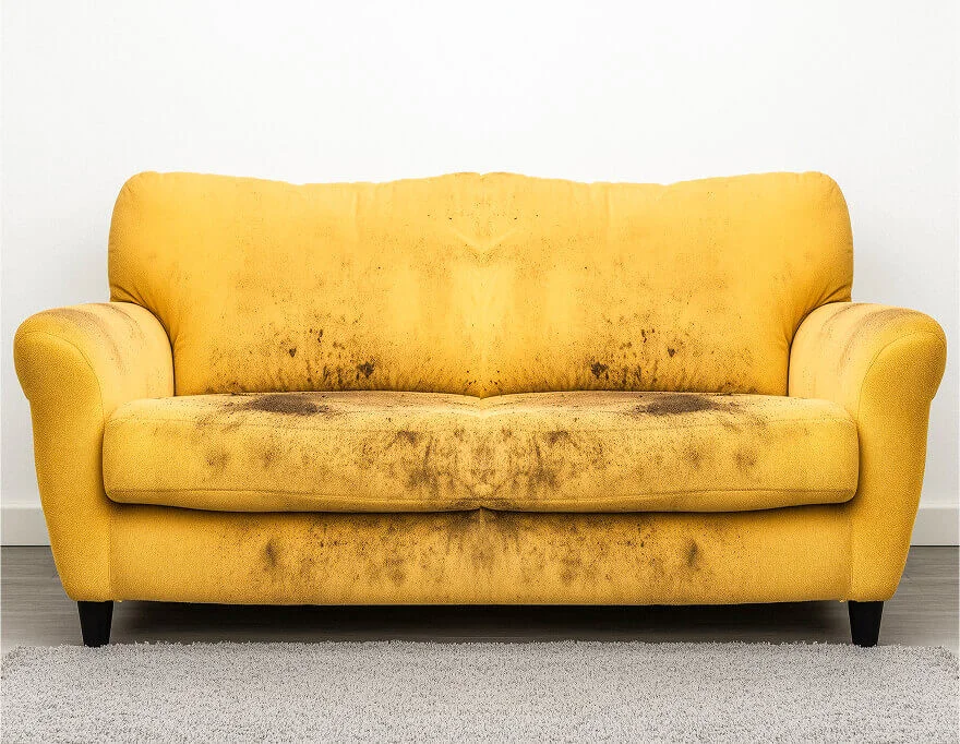 Dirty couch before cleaning